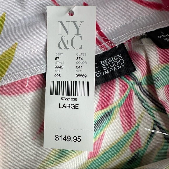 NWT New York & Company Pleated Overlay Tropical Floral Skirt With Shorts. Size L - Picture 10 of 12